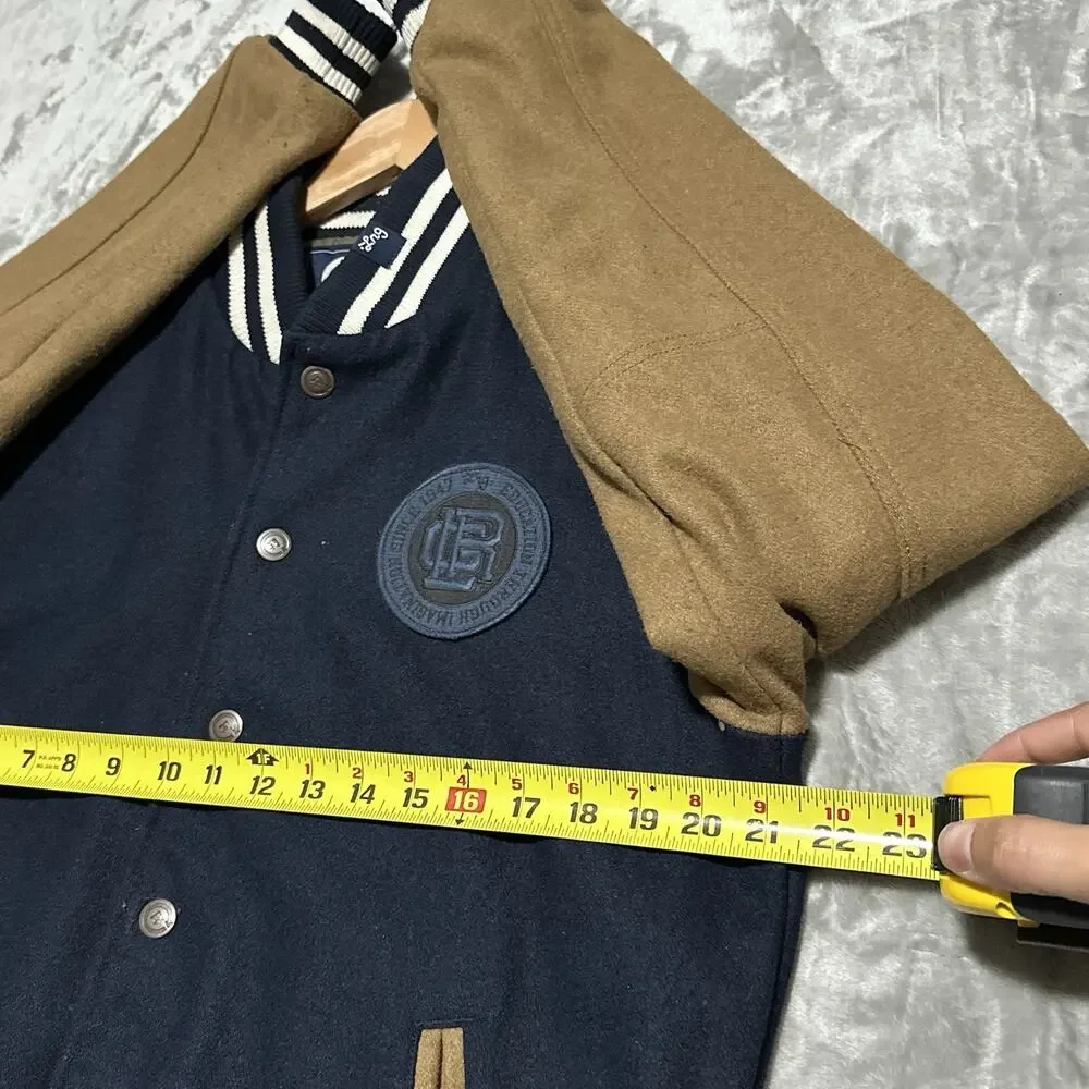 LRG Lifted Research Group Varsity‎ Bomber Jacket Mens Size S Blue Quilted Retro